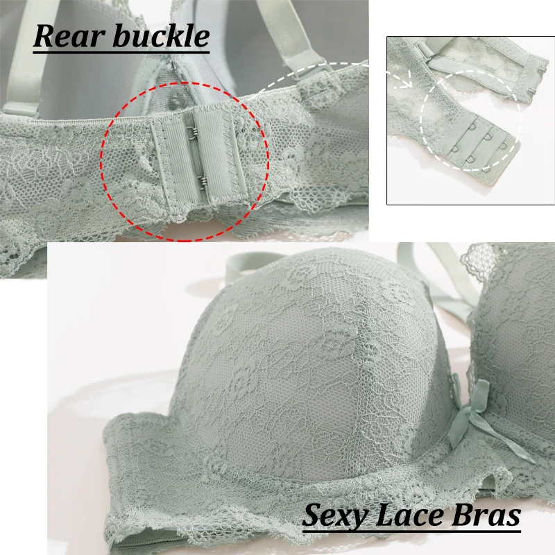 Floral Lace Bra Women Plus Size Bras Sexy Push Up Bra Adjustable Strap Bras For Women Perspective Gather Up Brassiere Plunge Bra