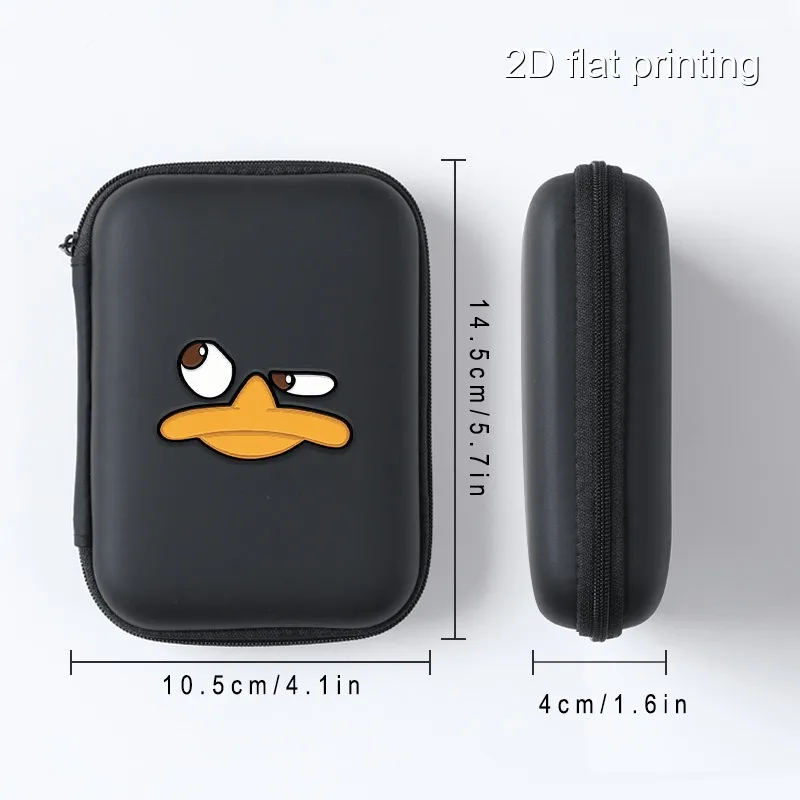 Duck Logo Print Portable Small Storage Case Zipper Carrying Pouch Bag Box for Earphone Headphone Date Cable Organizer