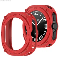 Premium Screen Protector Bumper - Hard TPU Frame for Galaxy watch ultra47 (Red)