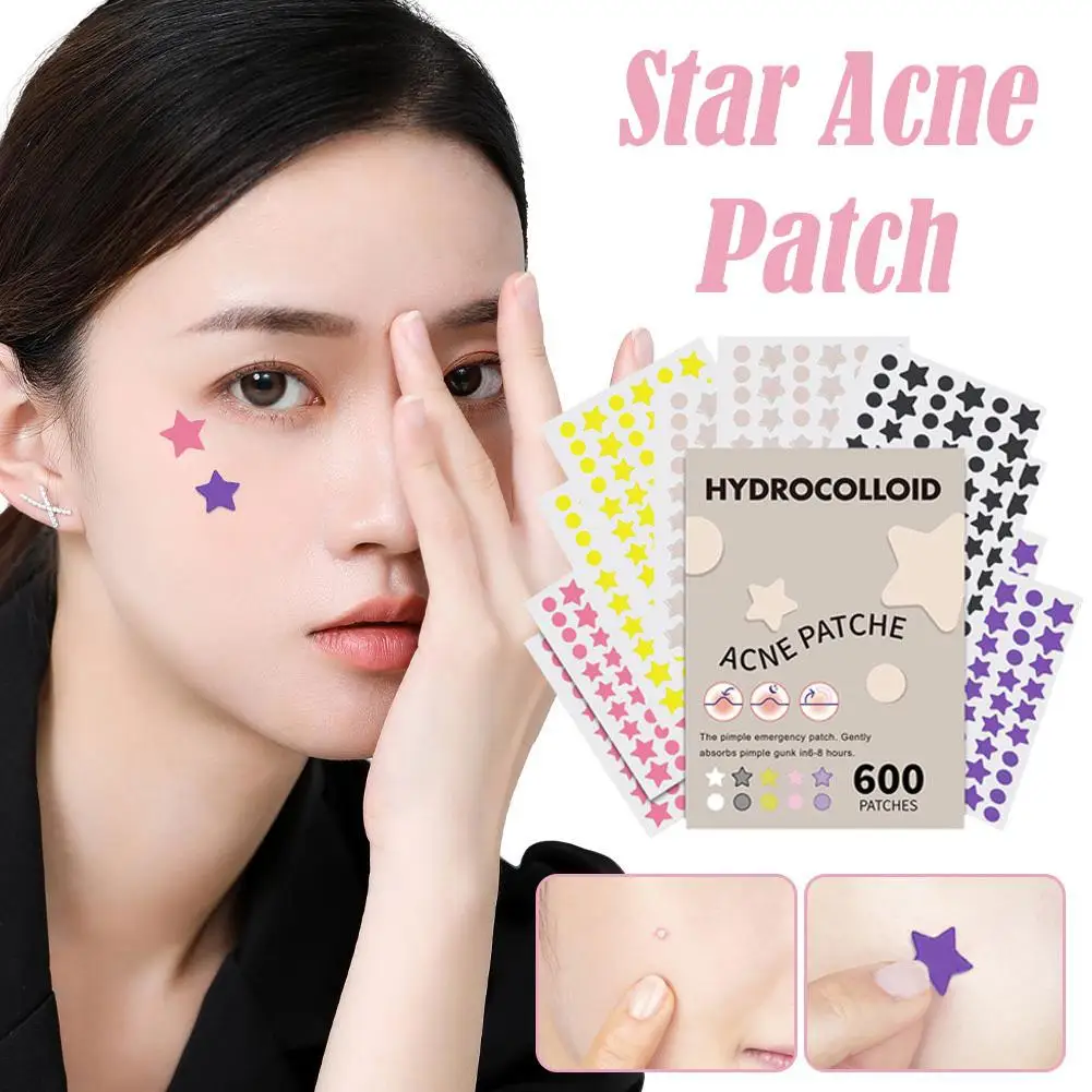 Star Colorful Acne Patch Invisible Concealer Cover Acne Marks Spots Acne Removal Acne Patch Anti-Acne Hydrocolloid Patch Makeup