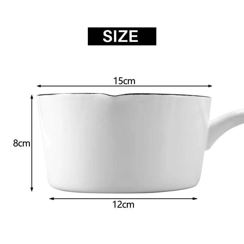 1.3L Japanese Style White Ceramics Milk Pot Kitchen Cooking Pan Pot Stewpan Baby Food Saucepan With Long Handle For One People