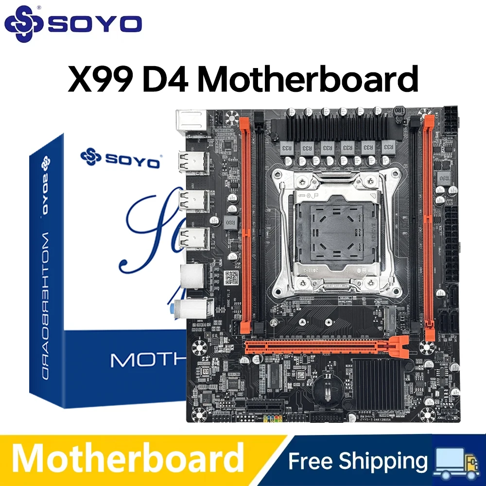 SOYO X99 Gaming Motherboard, USB3.0 Dual Channel DDR4 Memory PCIEx16 LGA2011-3 Support M.2 NVME for Desktop Computer Components