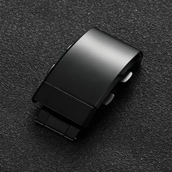 Luxury Adjustable Stainless Steel Folding Watch Clasp with Premium Metal Button - 22mm (Black - no logo)