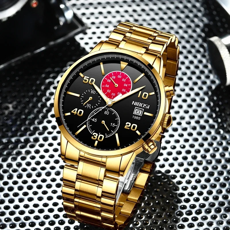 Nibosi Top Brand Luxury Mens Orologi Full Steel Watch Maschile Military Sport Orologio Impermeabile Da Uomo Orologio Al Quarzo Relojes Para Hombre