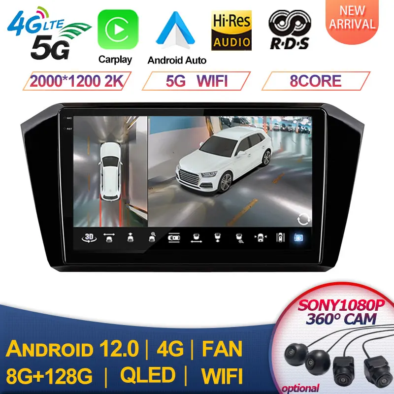 

For VW/Volkswagen Passat B8 2015-QLED 4G Android 13 Car Radio GPS CANBUS Carplay Octa Core RAM 8GB ROM 128G DVR No 2din