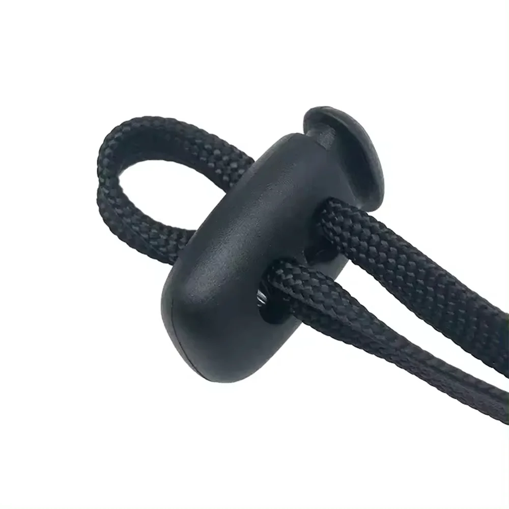 10 Pcs Plastic Nylon Spring Buckles Black Elastic Hanging Clock Rope-Adjustable Elastic Buckle Double-Hole Pig Nose Stopper