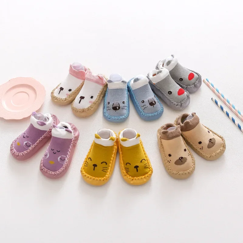 

socks autumn and winter warm Cartoon baby leather socks baby toddler floor socks Fox non-slip children soft soled shoes