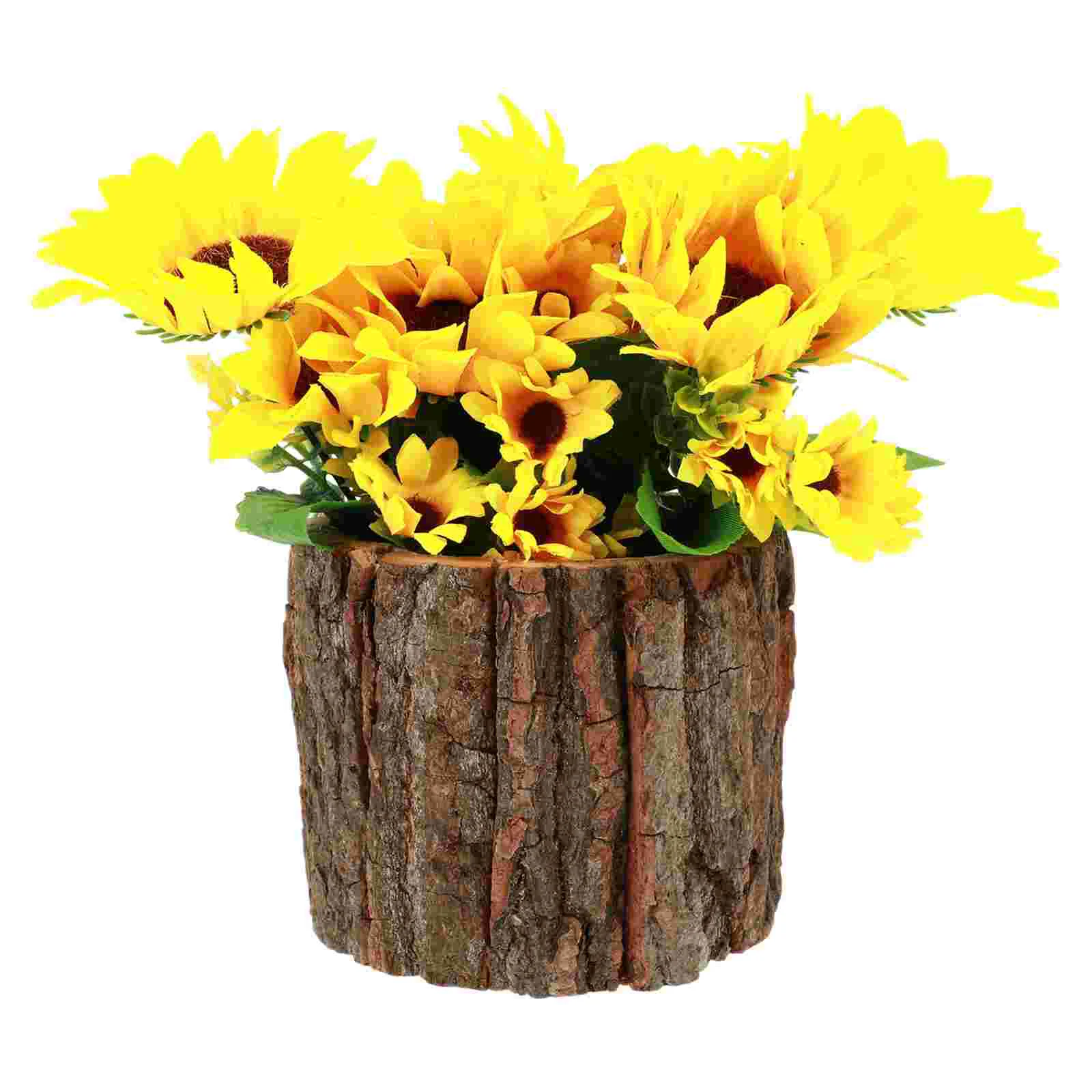 

Artificial Sunflower with Flower Pot Fake Plant Decor Rural Style Desk Ornament