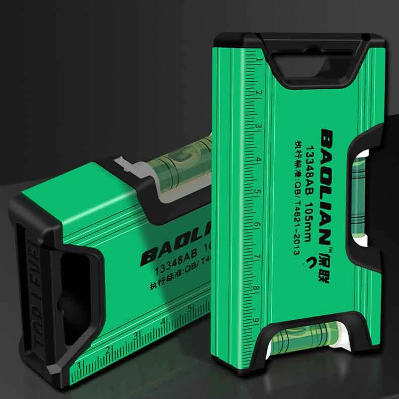 Horizontal Vertical Measure Metric Ruler Spirit Level Strong Magnetic Mini Aluminum Alloy Ruler Portable Decoration Special Tool