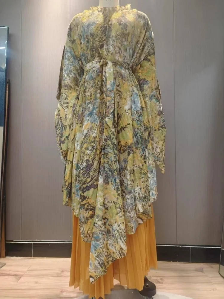 Wmstar Two Pieces Set Women Wholesale 2025 New Fashionable Stylish Design Sense Printed Skirt Irregular European American