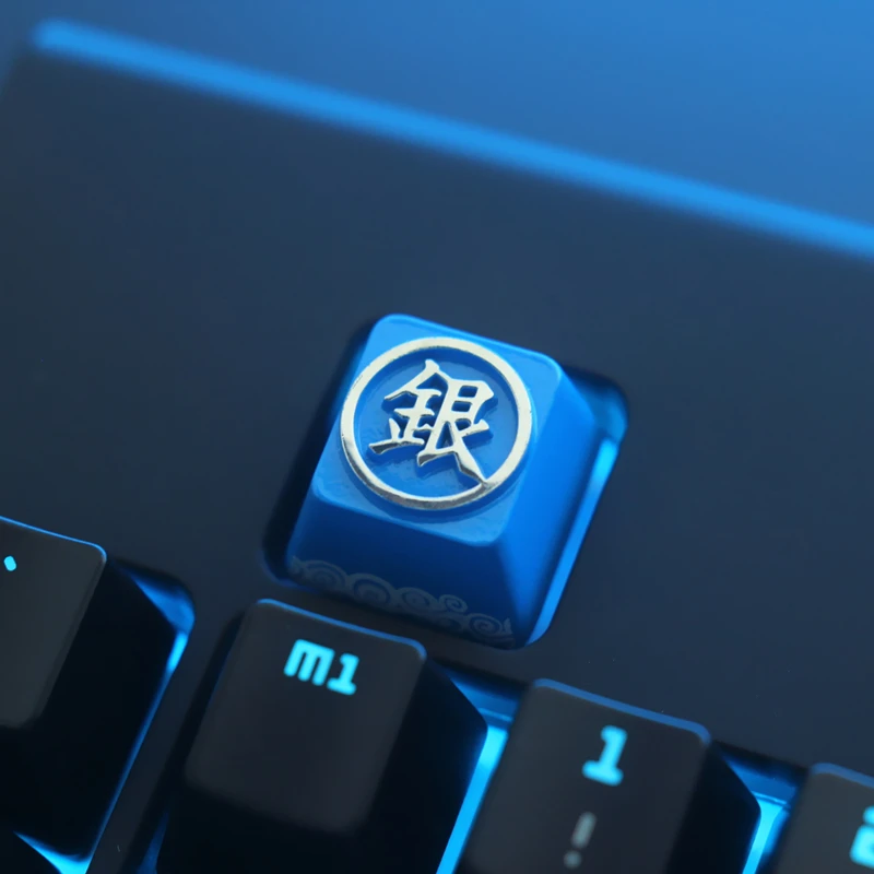 

Keystone Artisan Keycap for Mechanical Keyboard GINTAMA Anime Theme Blue Color Zinc Aluminum Alloy Metal Customize DIY PC