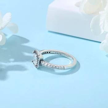 Original 925 Sterling Silver Ring Love Heart Pave CZ Crystal Stackable Rings For Women Wedding Engagement Birthday Gift Jewelry 2