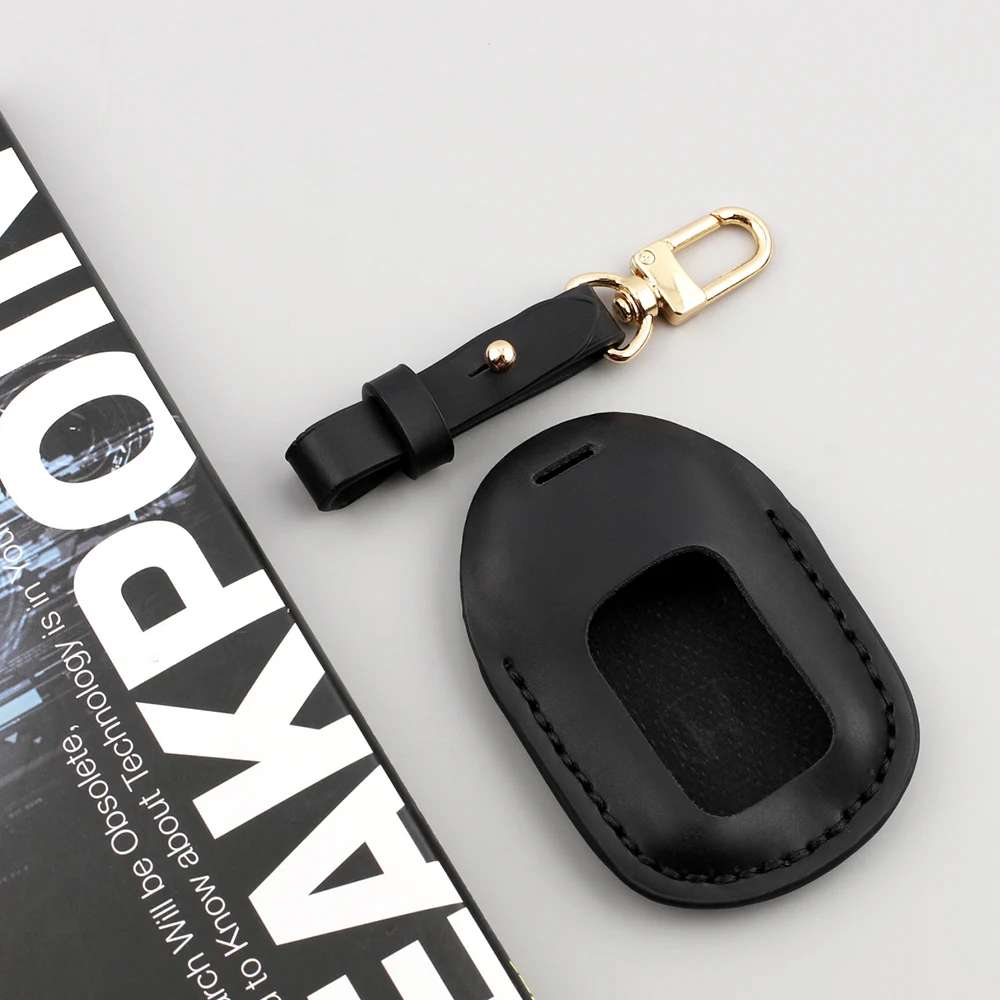 Black Leather Keychain Car Thread Gift Metal Pendant Waist Strap Key Chain Simple Keyholder Key Ring Handbag Accessories Gift