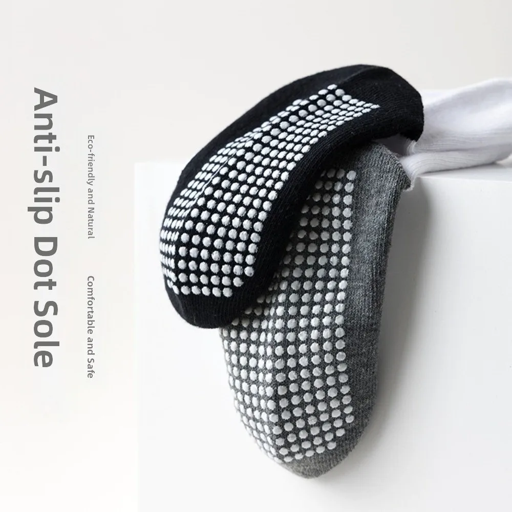 5Pairs Mid Tube Kids Anti-Slip Socks Solid Cotton Non-Slip Gripper Children's Floor Socks Sticky Breathable