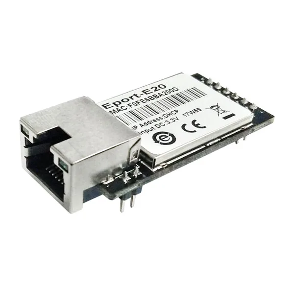 

Eport-E20 FreeRTOS Network Server Port TTL Serial to Ethernet Embedded Module DHCP 3.3V Support TCP IP Telnet Converter 10/100M