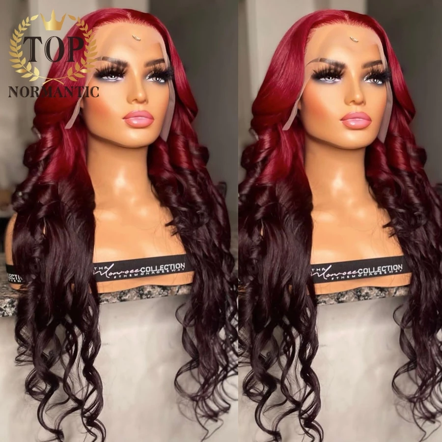 13x6 Lace Front Wigs Women Remy Brazilian Human Hair Body Wave Wig Preplucked Hairline Topnormantic Ombre Color