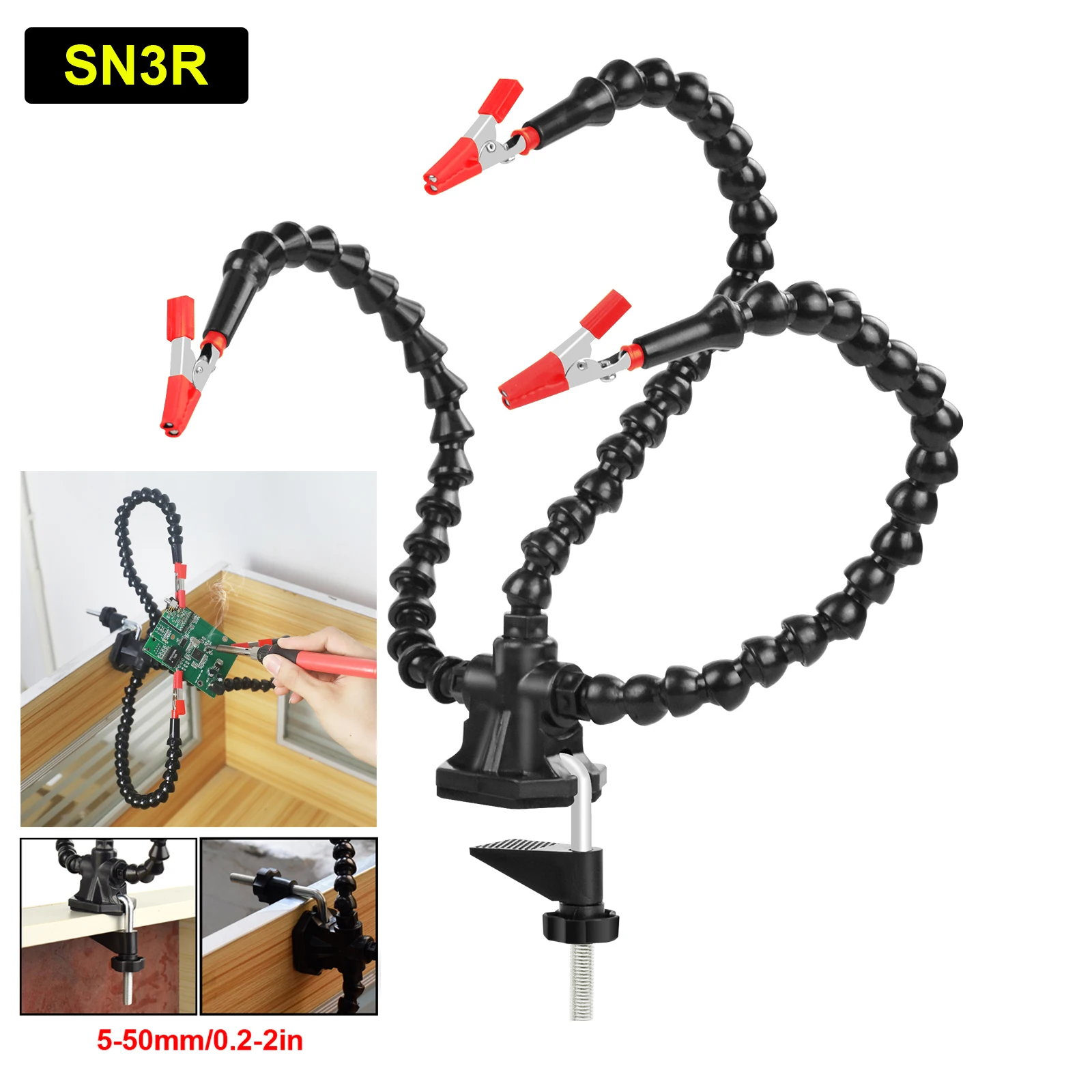 Supporto Per Saldatura A 3 Bracci Flessibili Helping Hands – Morsetto Da Tavolo Regolabile Con Clip A Coccodrillo