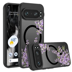 Matte Magnetic Purple Flowers Phone Case with Magsafe Wireless Charging Compatibility for Google Pixel 8 Pro (A752)