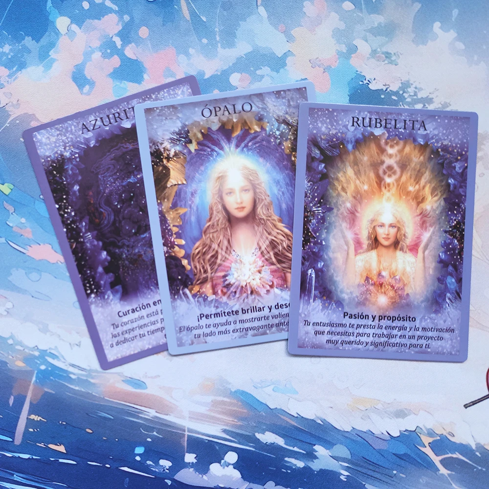 Angel Oracle Cards Or&aacute;culo en Espa&ntilde;ol Cristales y &Aacute;ngeles 44 cartas or&aacute;culo profec&iacute;a adivinaci&oacute;n con significado en &eacute;l palabras clave