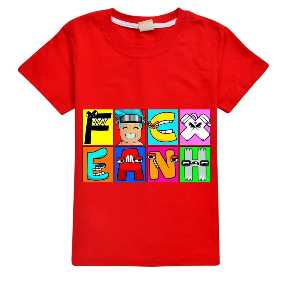 

2024 Girls Boys Alphabet Lore T-Shirts Summer Short Sleeve Kids Printing Cartoon T Shirts 2-16 Yrs Old Casual Tops Tees Costumes