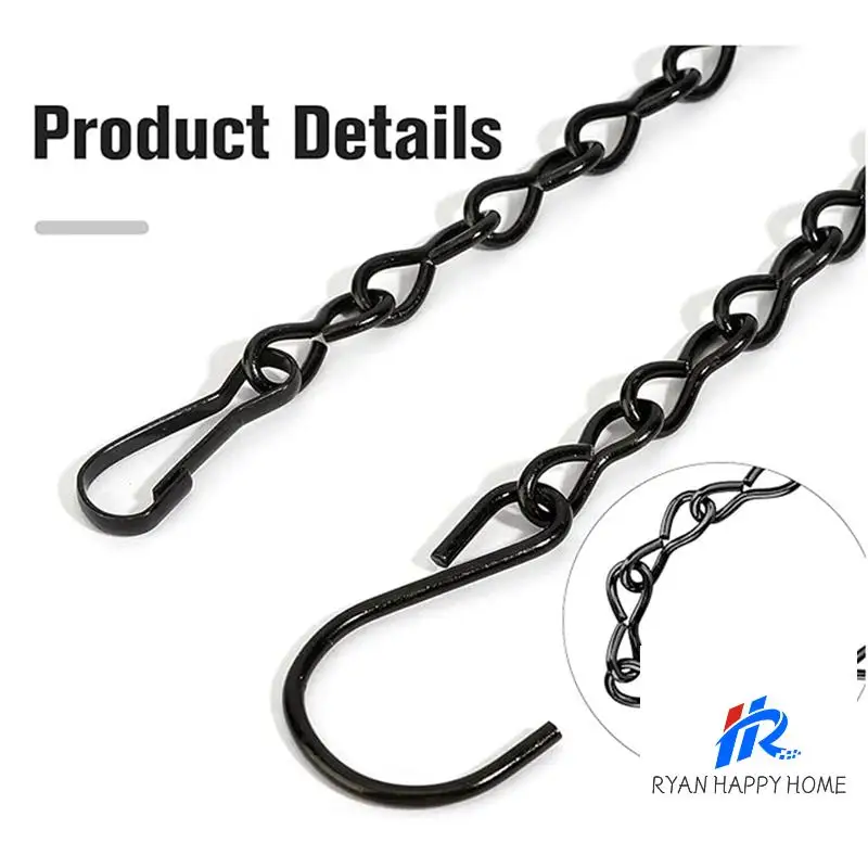 8X Hanging Plant Chain, Black Chain For Hanging Bird Feeders Planters Lanterns Baskets Billboards Wind Chimes Ornaments