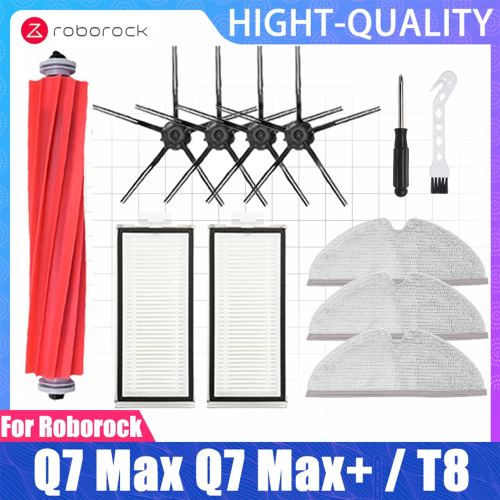 

For Roborock Q7 Max Q7 Max+ T8 Robot Vacuum Cleaner Accessories Main Side Brush Mop Cloth Dust Bag Hepa Filter Parts