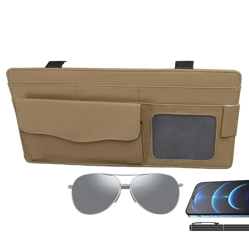 

Sun Visor Storage Pouch Multi-Purpose Pouch With Large Capacity Soft Visor Holder Automobile Storage Supplies For Eyeglasses