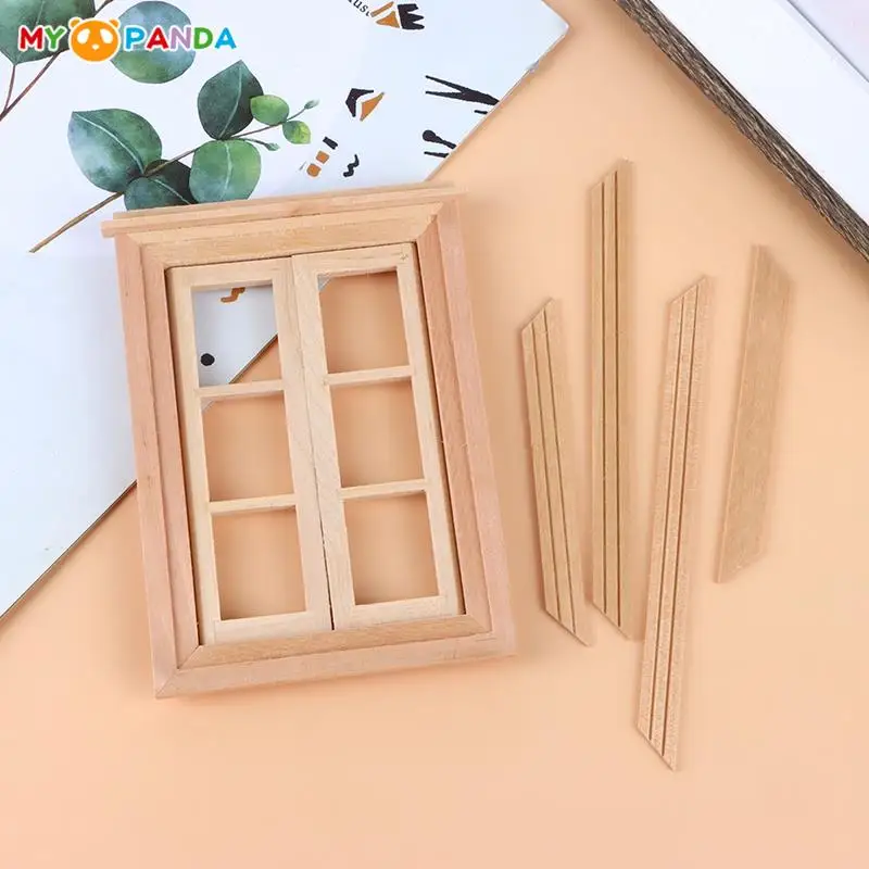 

1Set 1:12 Dollhouse Miniature Unpainted Window Frame 6 Panes of Window Furniture Model Decor Toy Dolls Life Scene Accessories