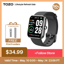  TOZO S2 Smart Watch Alexa Built-in Fitness Tracker with Heart Rate and Blood Oxygen, Sleep Monitor 5ATM Waterproof 1.69 Inch 