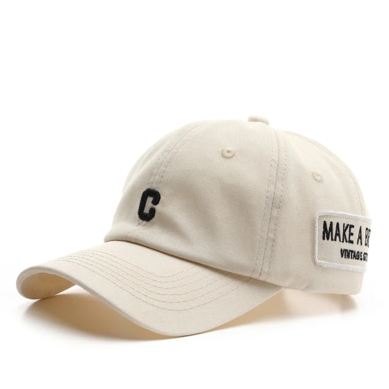 

Japanese Style Retro Men's Fashion Trend Letter C Curved Eave Baseball Cap Outdoor Women's Sunscreen Sunshade Couple's Sun Hat