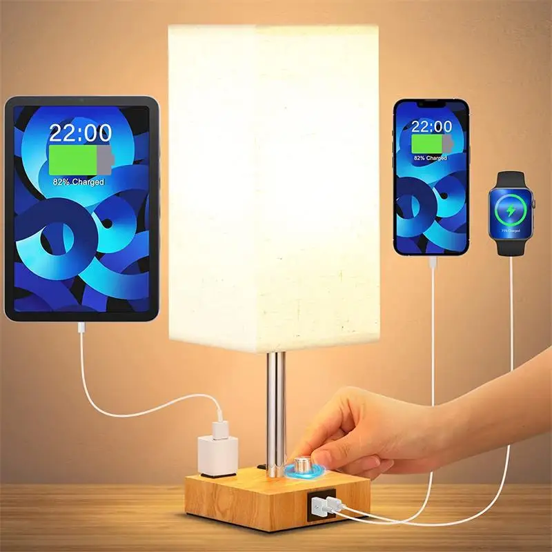 

Nordic Table Lamp Bedroom European Creative Knob Switch Stepless Dimming Retro American Bedside Lamp
