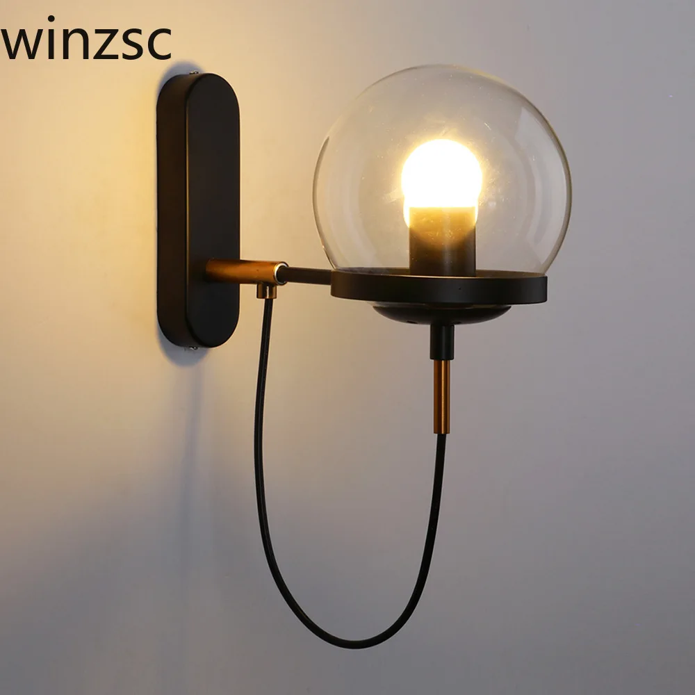 

Brass glass wall lamp Nordic retro homestay bar restaurant bedside mini wall lamp creative personality coffee shop bedroom lamp