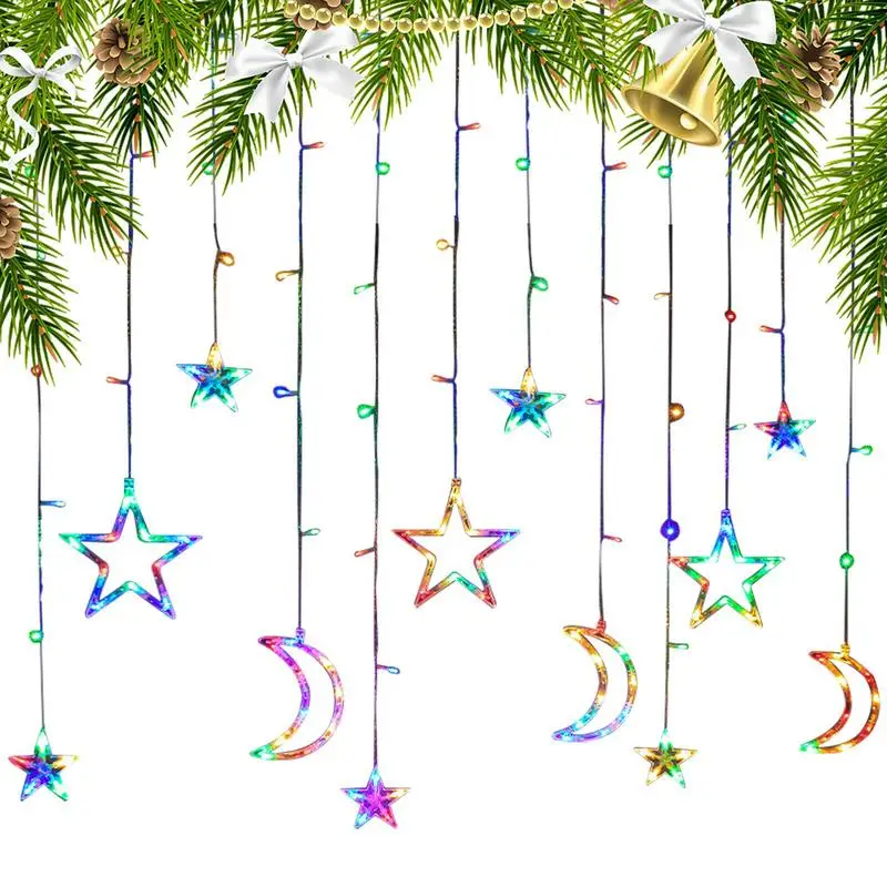 

Garland Wedding Decorations Switchable String Lights Shining Star And Moon LED Curtains Lights For Window Door Wall