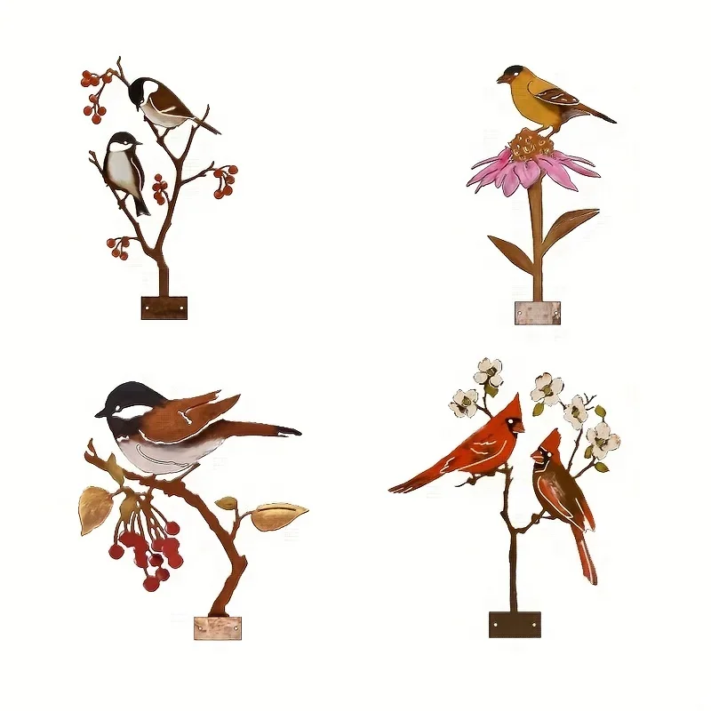 

1pc Outdoor Garden Bird Creative Decoration Flowerpot Decoration Metal Cutting Handicraft Wrought Iron Silhouette Garden Décor