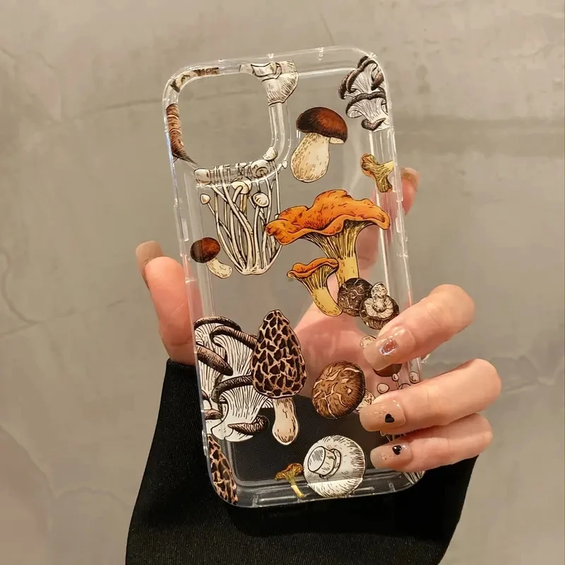Mushroom Flower Transparent Shockproof Phone Case