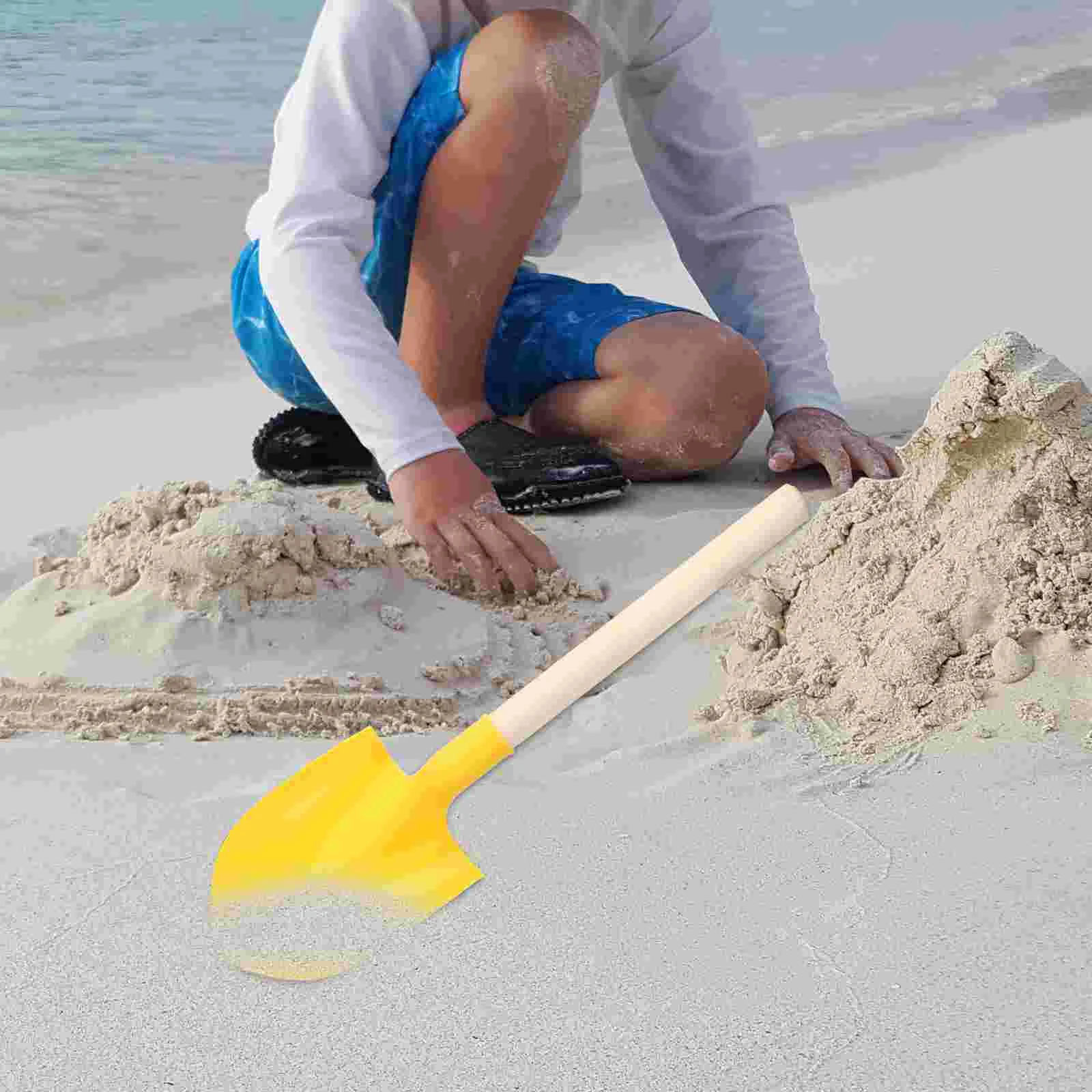 4 Pcs Playing with Sand Toy Child Beach Toys Outdoor for Kids Plastic Wooden Shovels 3