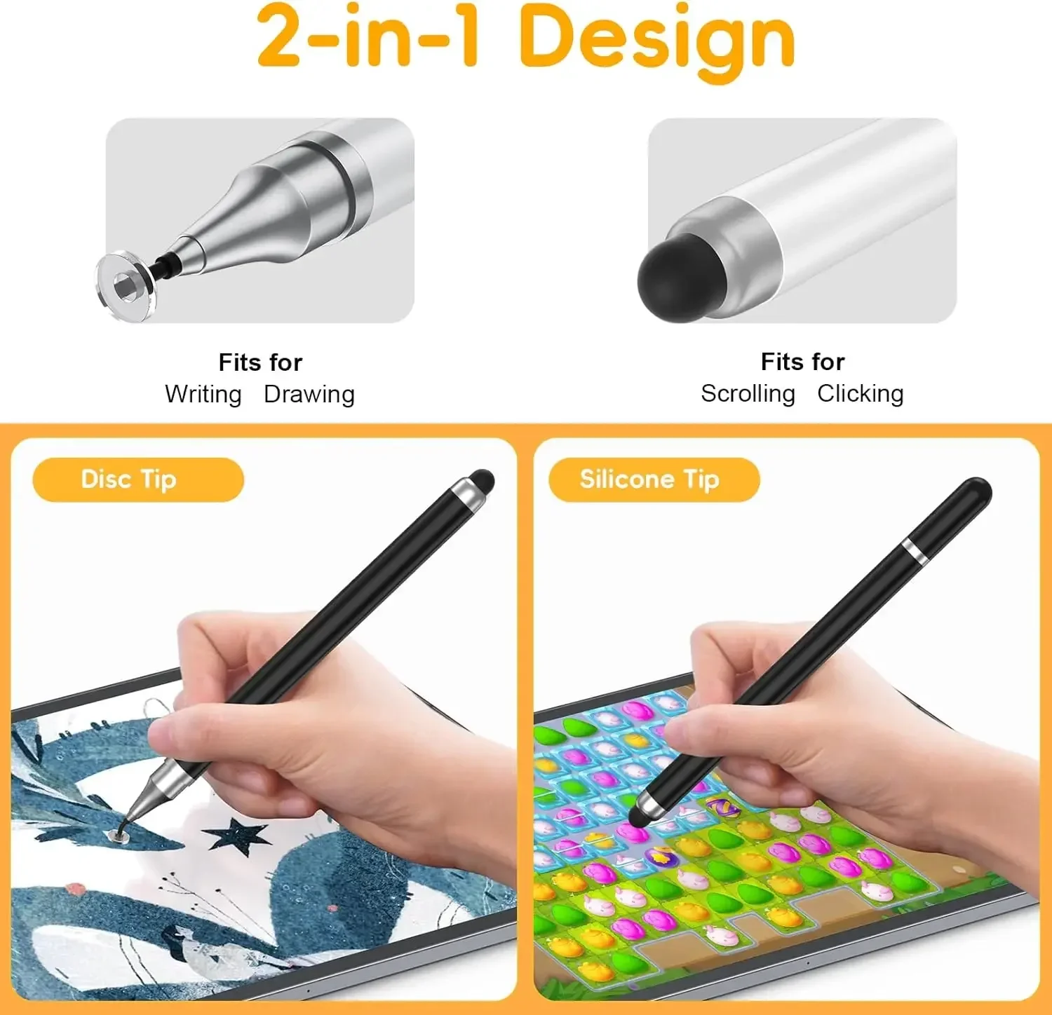 2 in 1 Universal Stylus Pen For Tablet Mobile Android IOS Phone iPad Accessories Drawing Tablet Pens Capacitive Screen Touch Pen