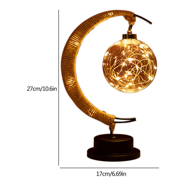 Moon Sepak Takraw Lamp Line Rattan Handmade Hemp Rope Wrought Iron Night Light Home Decoration Night Lamp Christmas Gifts