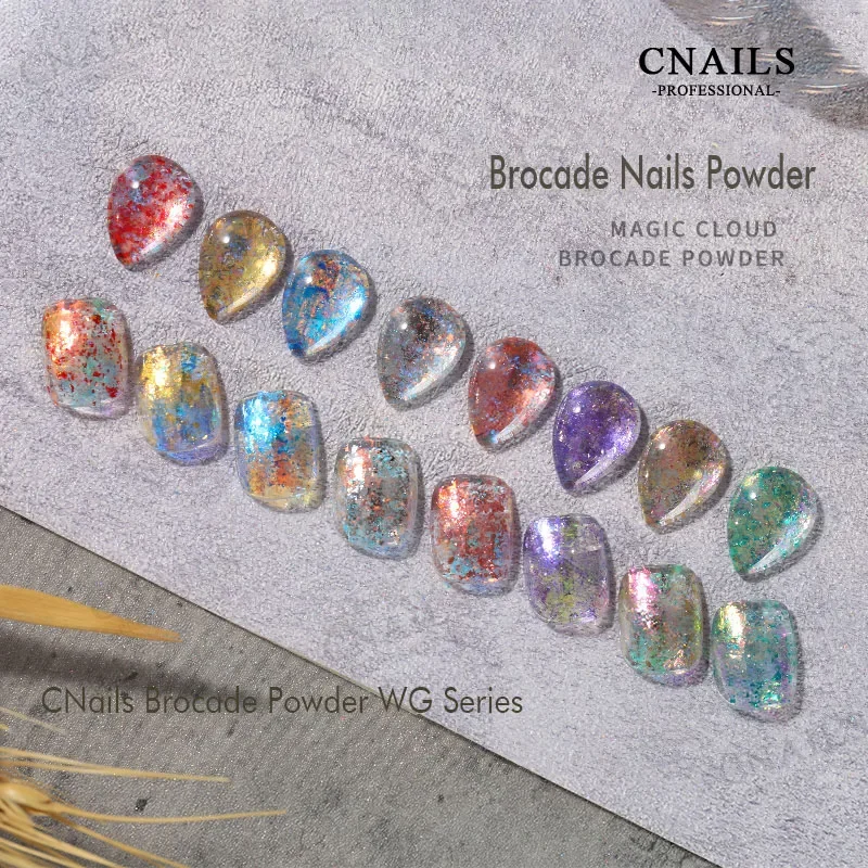 Cnails 글리터 매직 스팽글 플레이크 네일 파우더, 반짝이는 스파클링 브로케이드 파우더, 매니큐어 안료 네일 아트 장식, 0.3g/Box