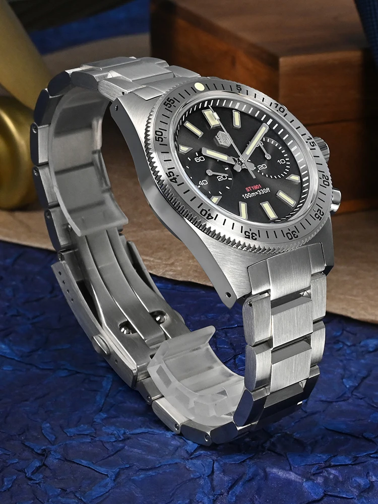 San Martin Fashion Men Watch 62mas Chronograph 40mm Business Luxury ST1901 Manual Mechanical Sapphire 10Bar Luminous Wristwatch