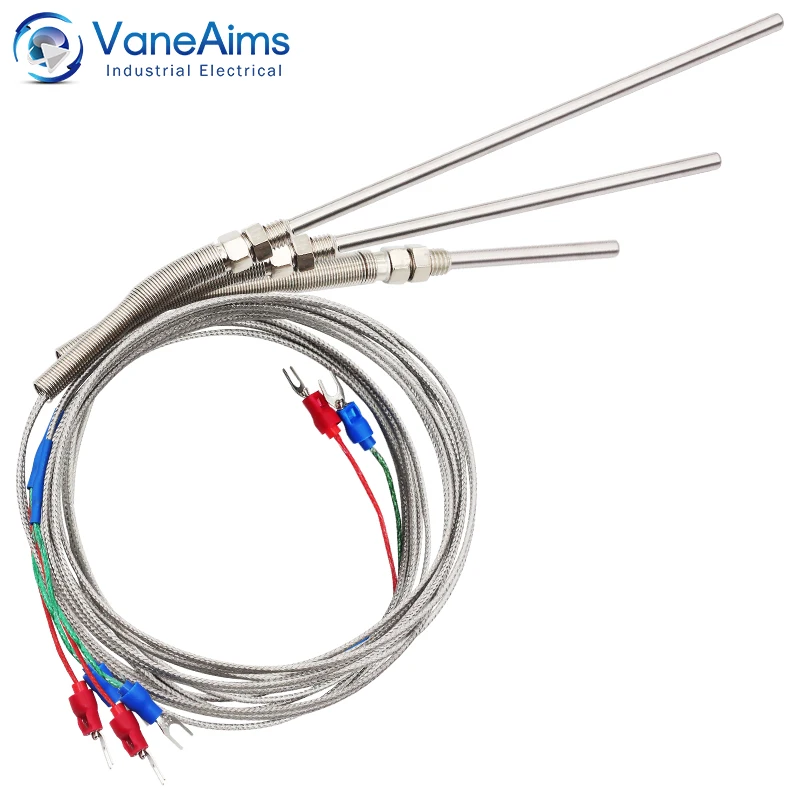 VaneAims Thermocouple M8 0.5m 1m 2m 3m Type K J PT100 50mm 100mm 150mm 200mm Compression Spring Probe Temperature Sensor 0-400℃ 50 100 150 200mm probe temperature thread type k thermocouple durable dropship