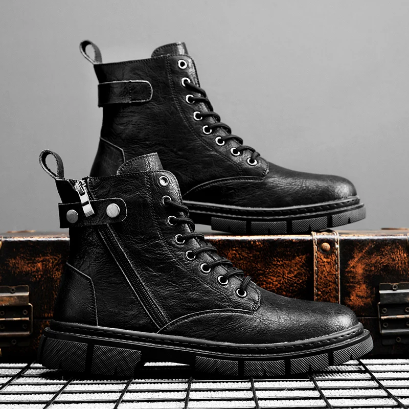 

Мужские Водонепроницаемые кожаные ботинки Chukka, черные повседневные ботильоны оксфорды на шнуровке, Классическая обувь для мужчин на осень