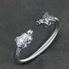 Men Stainless Steel Viking Wolf Geri and Freki Bear Paw Head Bangle amulet Bracelets for Male Gift 6