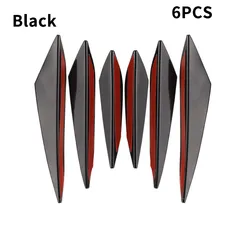 Enhanced Car Front Bumper Lip Spoiler with Carbon Fiber Splitter Fins (Black)