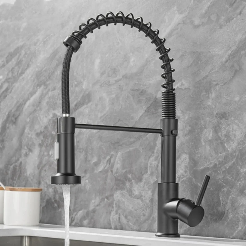 Brushed Stainless Steel Kitchen Faucet with Single Handle and Deck Mounted Installation