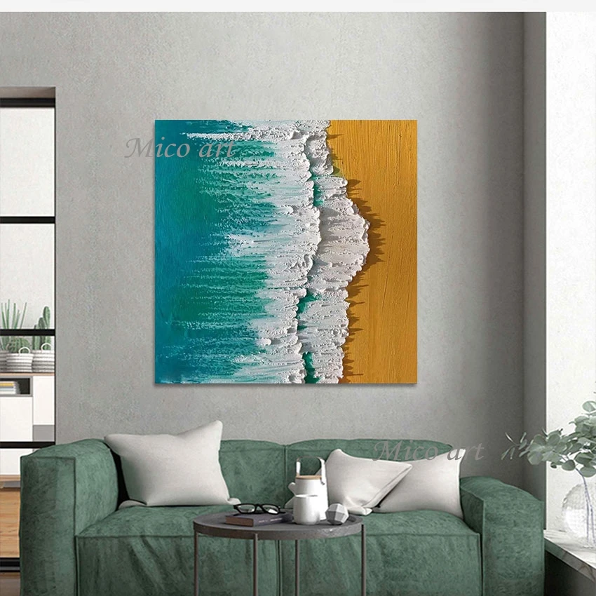 

Abstract Art Simple Scenery Paintings No Framed Thick Acrylic Knife Style Wall Picture Modern Sea Wave Landscape Canvas Artwork