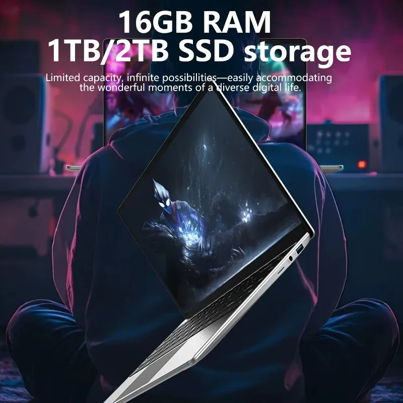 시크한 14.1인치 노트북 인텔 4405U, 120Hz FHD IPS 스크린, 32GB RAM 2TB SSD, 5000mAh 배터리, 백라이트 키보드