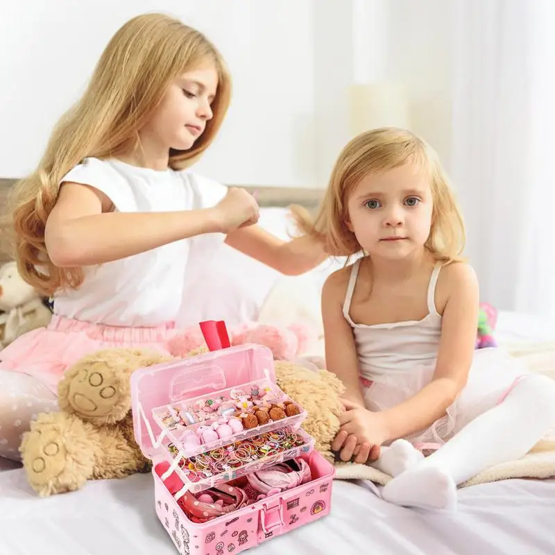 Stationary Organizer Box Handled Pink Tool Box Portable Storage Box Clear Multi-Layer Storage Organizer Multipurpose Medicine