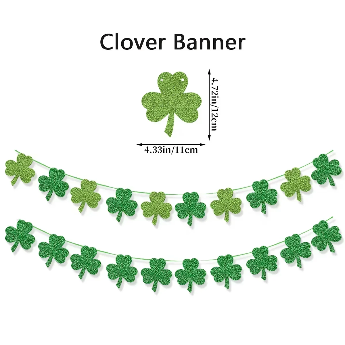 St. Patric's Day Party Decor Clover Banner Irish Day Glitter Lucky Clover Garlands Happy Irish Party Banners