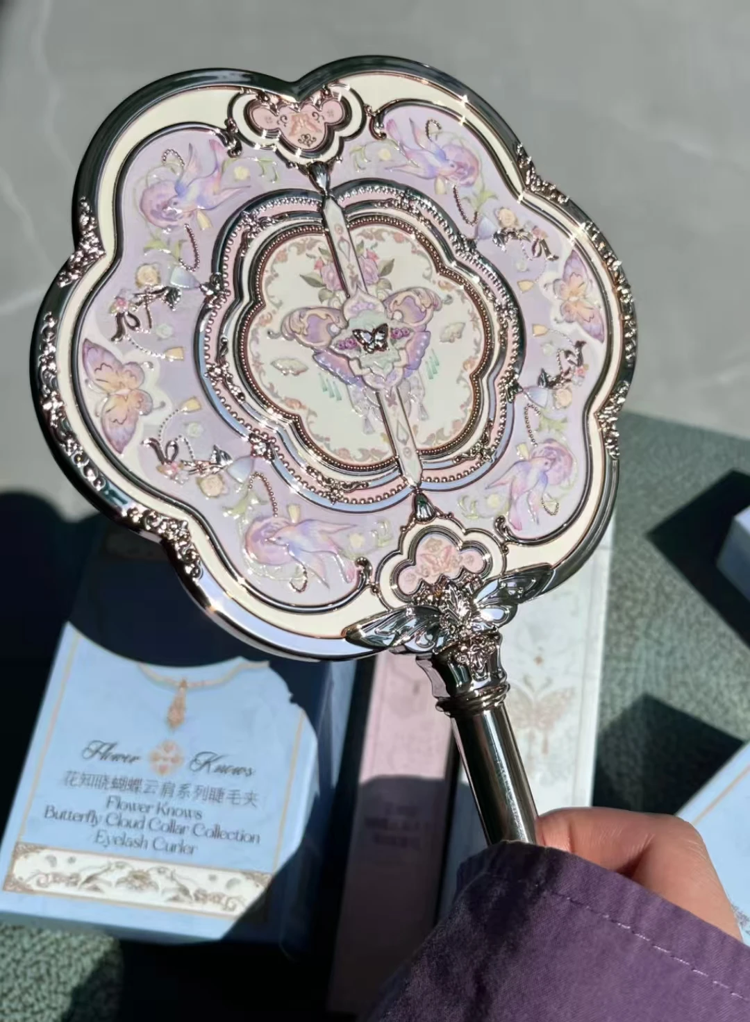 Strawberry Cupid Butterfly Cloud Collection - Portable Aesthetic Makeup Mirror by Flower Knows